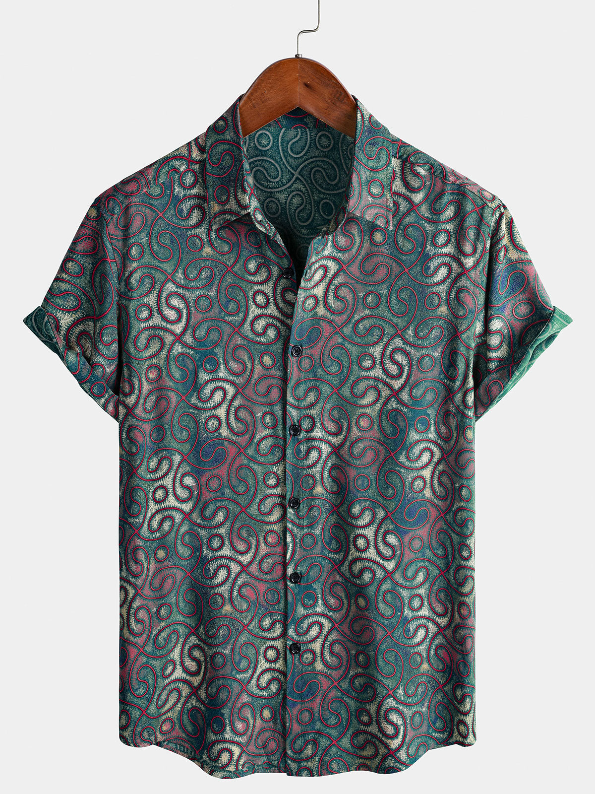 Herren kurzen Ärmeln Freizeithemd Grün