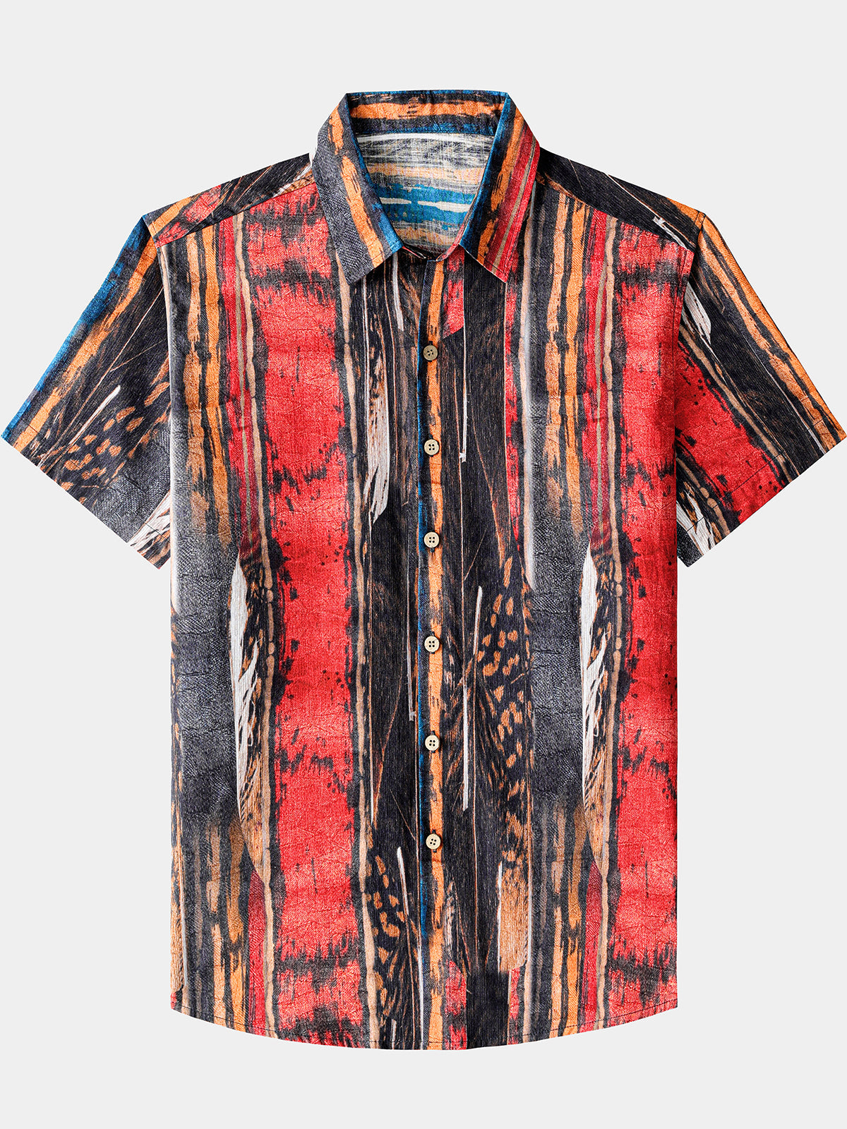 Herren Vintage Abstrakt Struktur Baumwollhemd