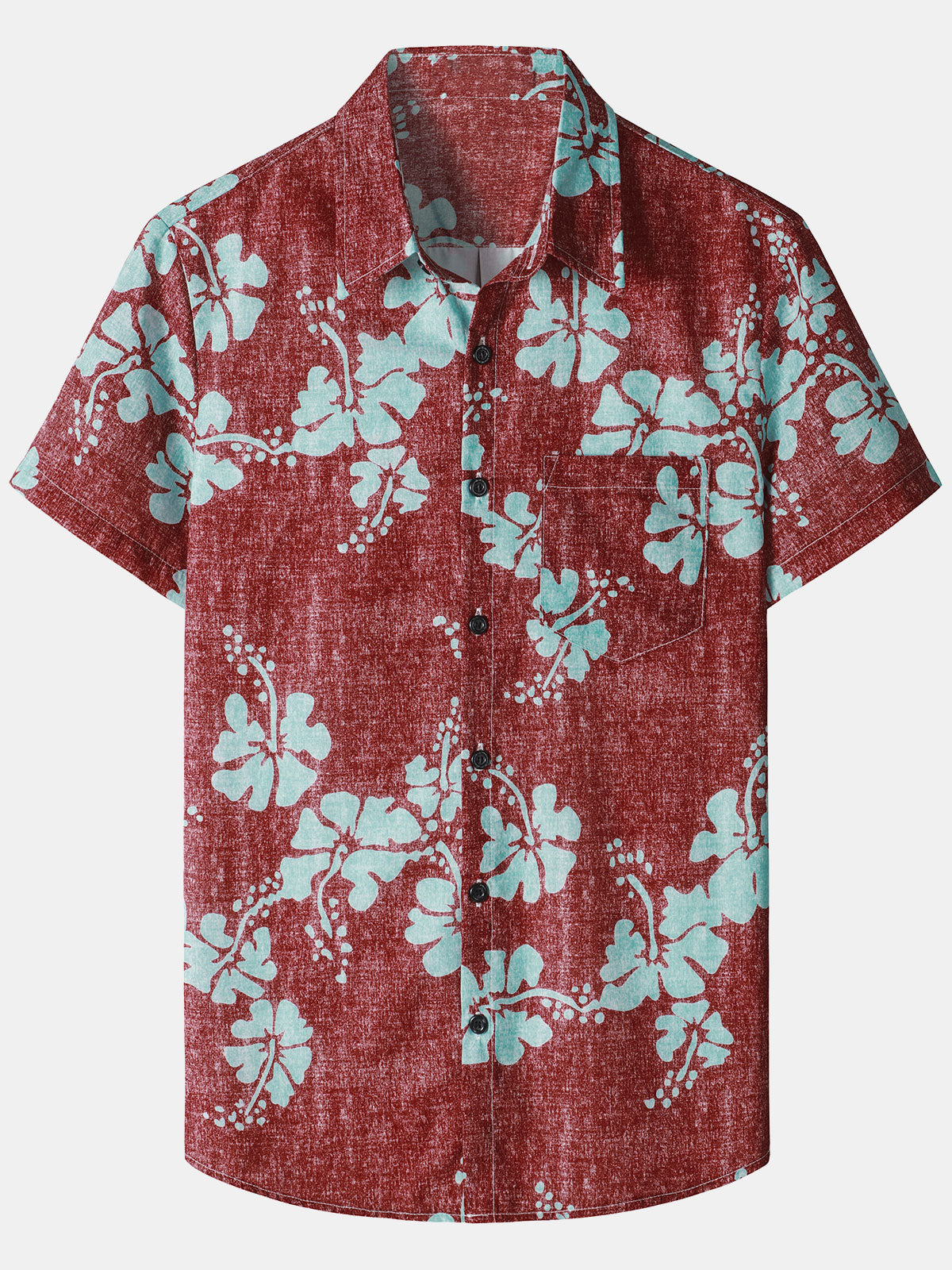 Herren Hawaiihemd mit tropischem Print Rot