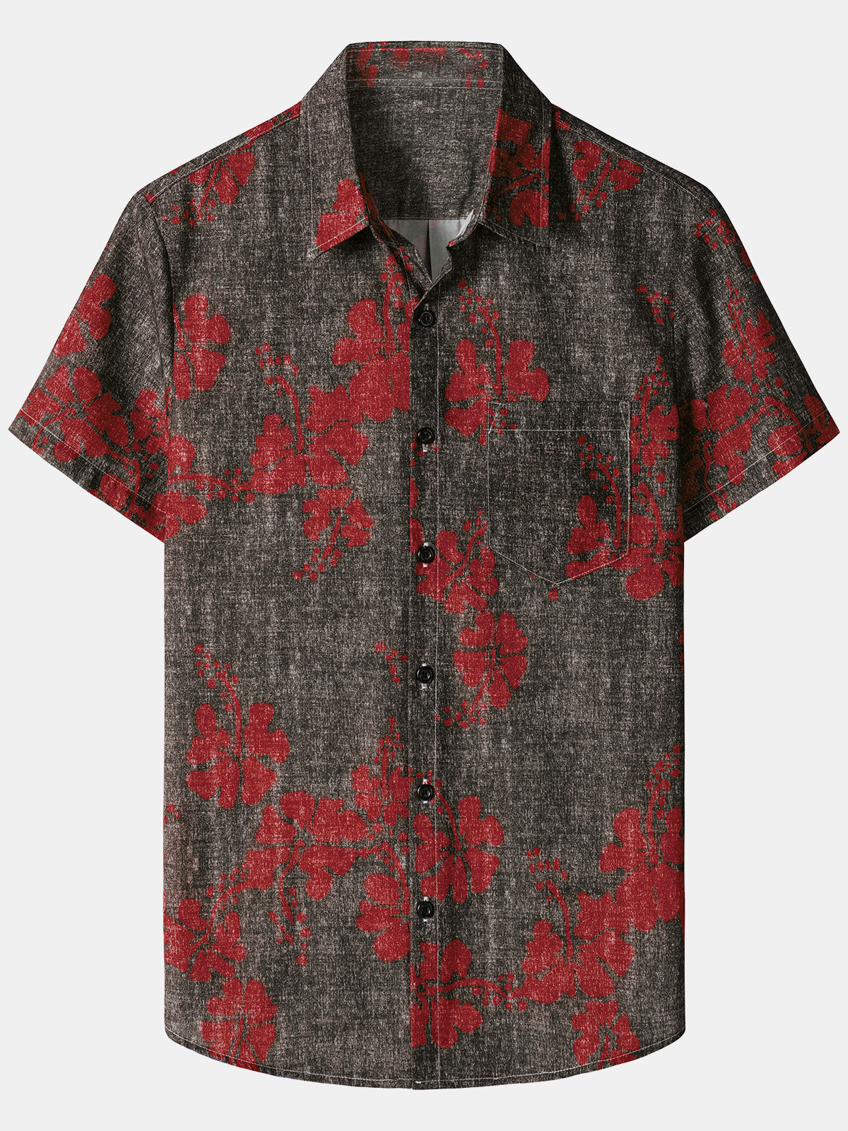Herren Hawaiihemd mit tropischem Print Rot