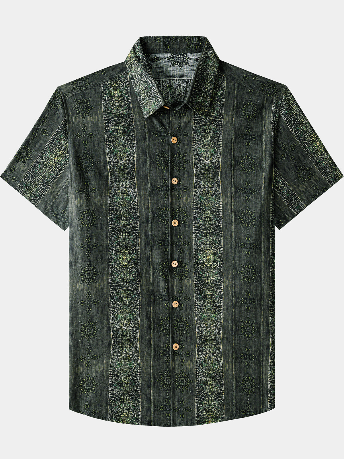 Herren Vintage Boho Muster Baumwollhemd