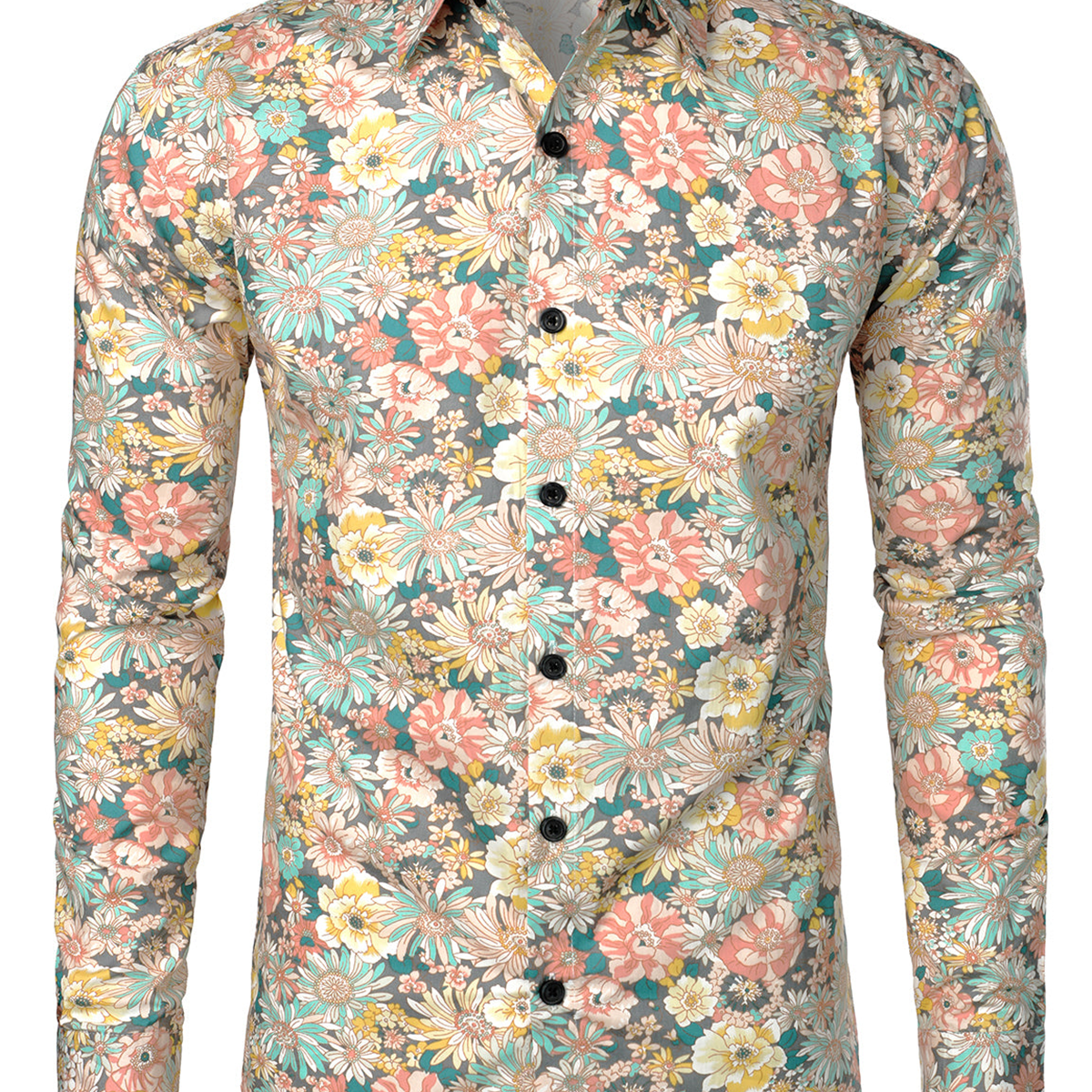 Langärmliges Herrenhemd mit Blumenmuster aus Baumwolle