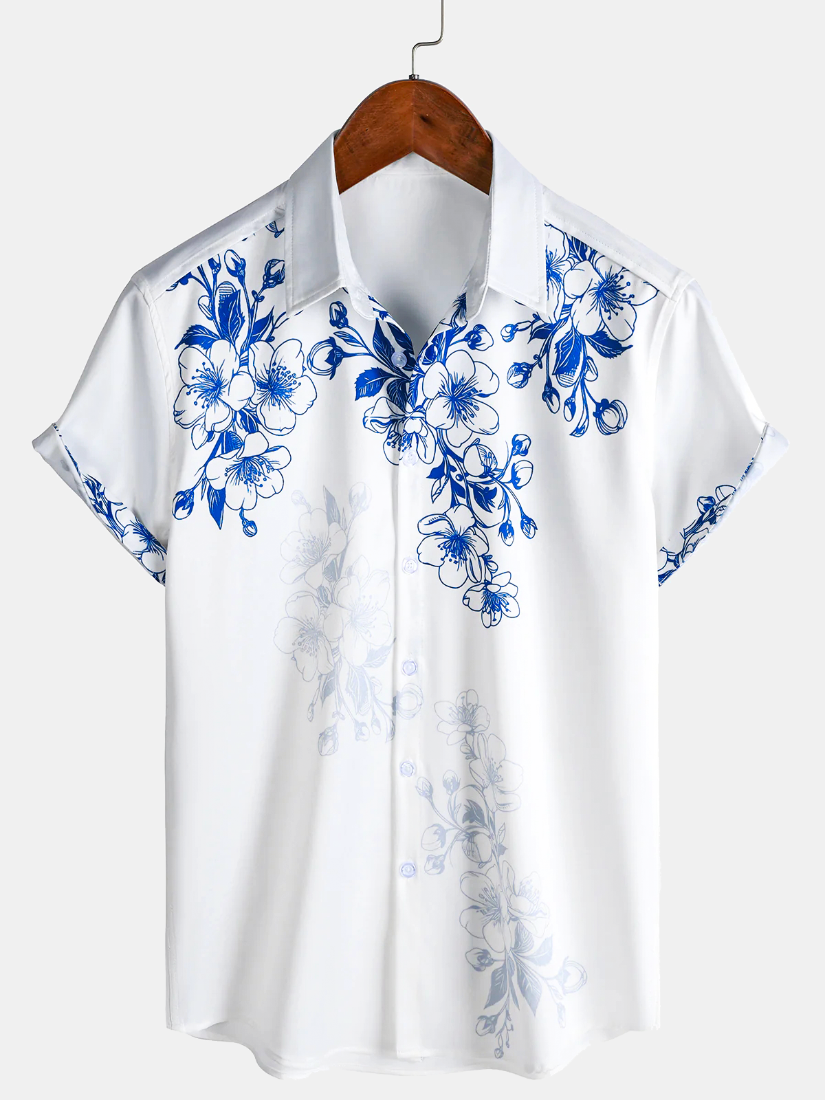 Herren Blumenmuster Hawaii-Stil Kurzarmhemd