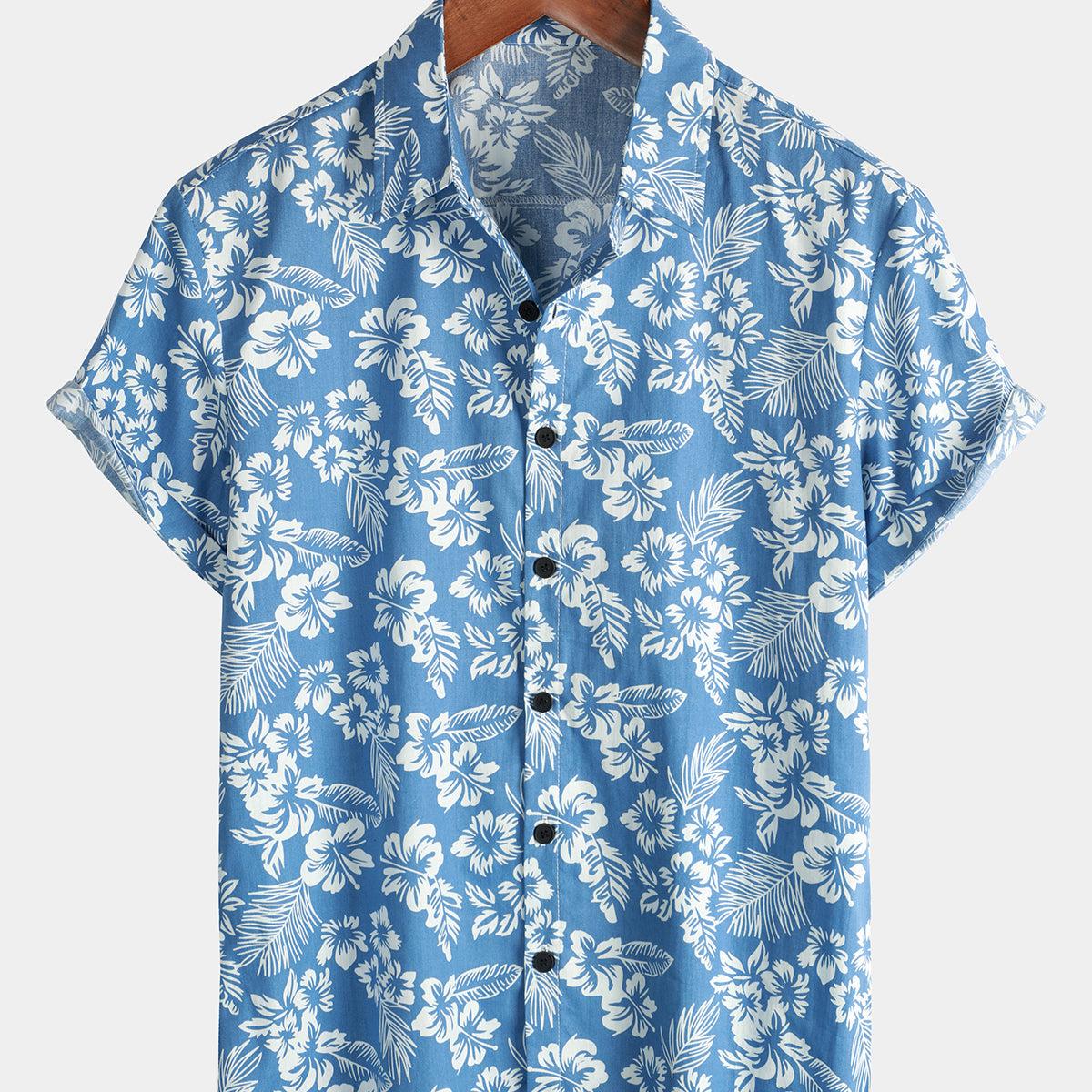 Herren Kurzarm Hawaii Resort Sommerhemd mit Blumenmuster