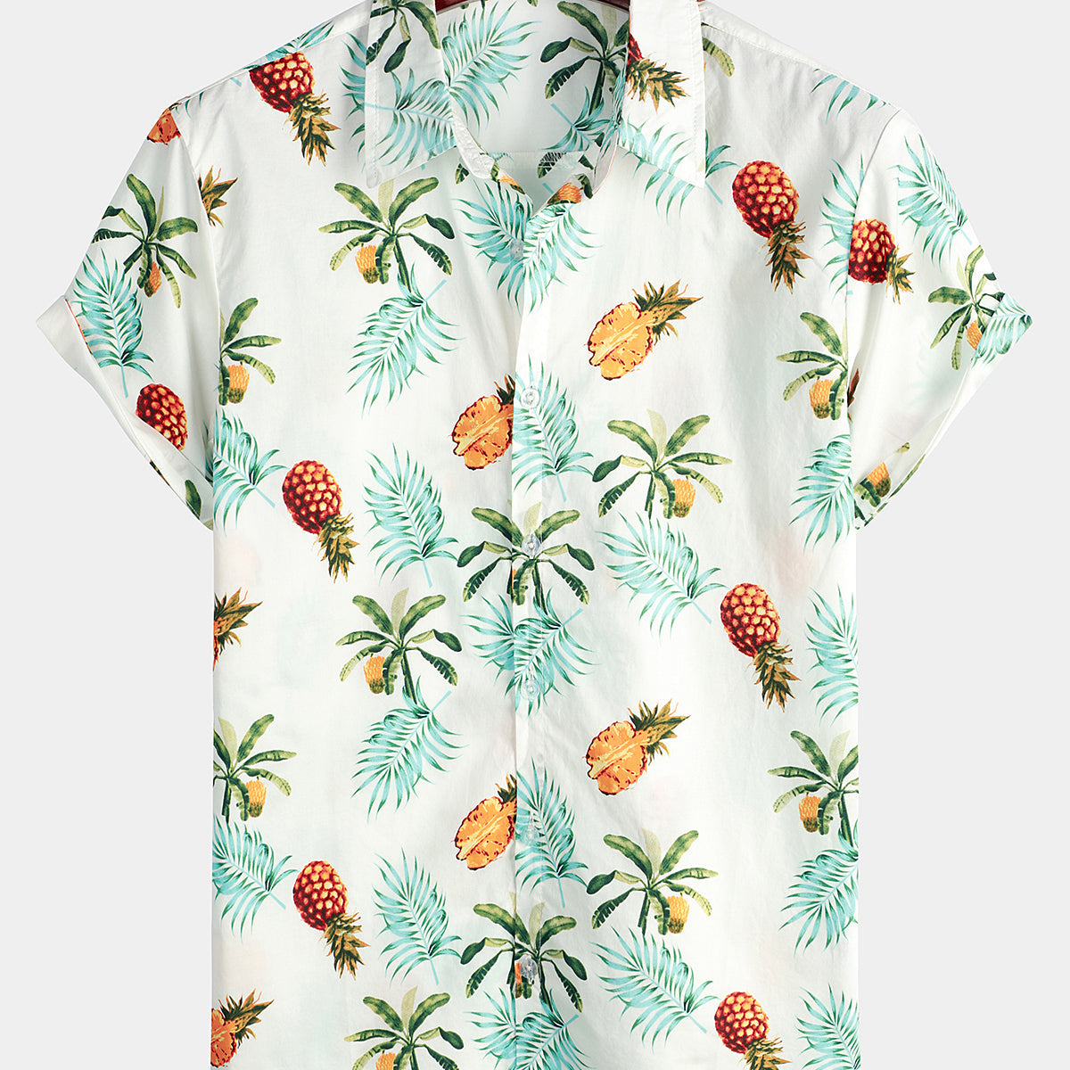 Herren Kurzärmliges Hawaiihemd mit Ananas-Print