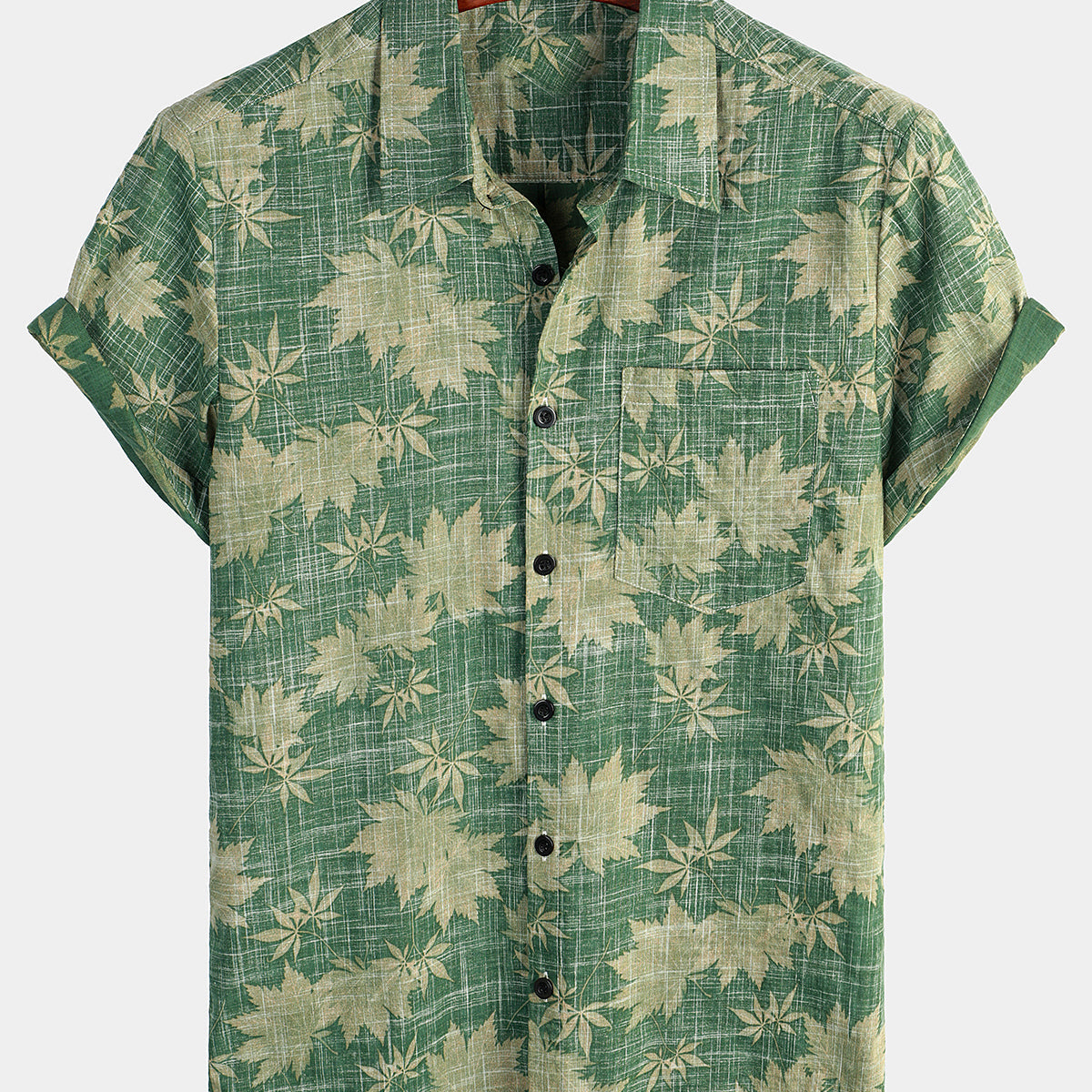 Herren Lässiges Hawaii Hemd Retro Kurzarmhemd Grün